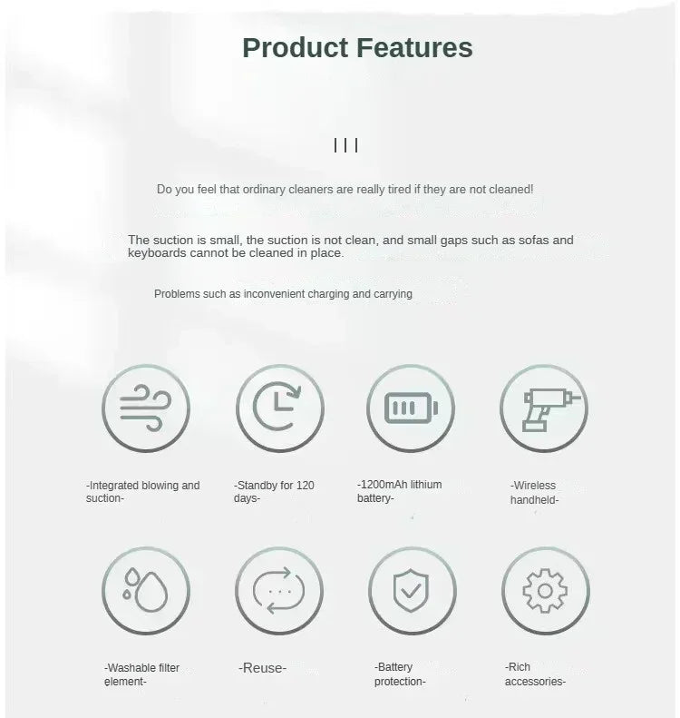 Aspirador de coche 2900000 Pa 4 en 1, potente máquina de limpieza, succión inalámbrica por soplado, aspirador portátil para el hogar 2026