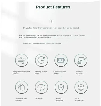 Aspirador de coche 2900000 Pa 4 en 1, potente máquina de limpieza, succión inalámbrica por soplado, aspirador portátil para el hogar 2026