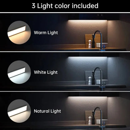 Luz LED con Sensor de movimiento, luz nocturna inalámbrica USB para debajo del gabinete, cocina, dormitorio, armario, Sensor, iluminación interior