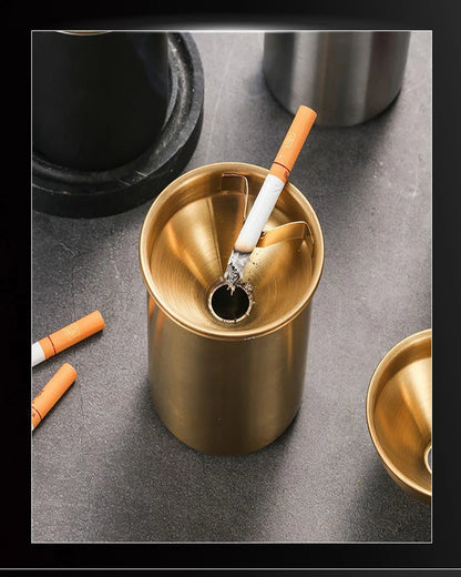 Embudo creativo de Cenicero de acero inoxidable con cubierta antimoscas y anticaída para uso doméstico y en coche