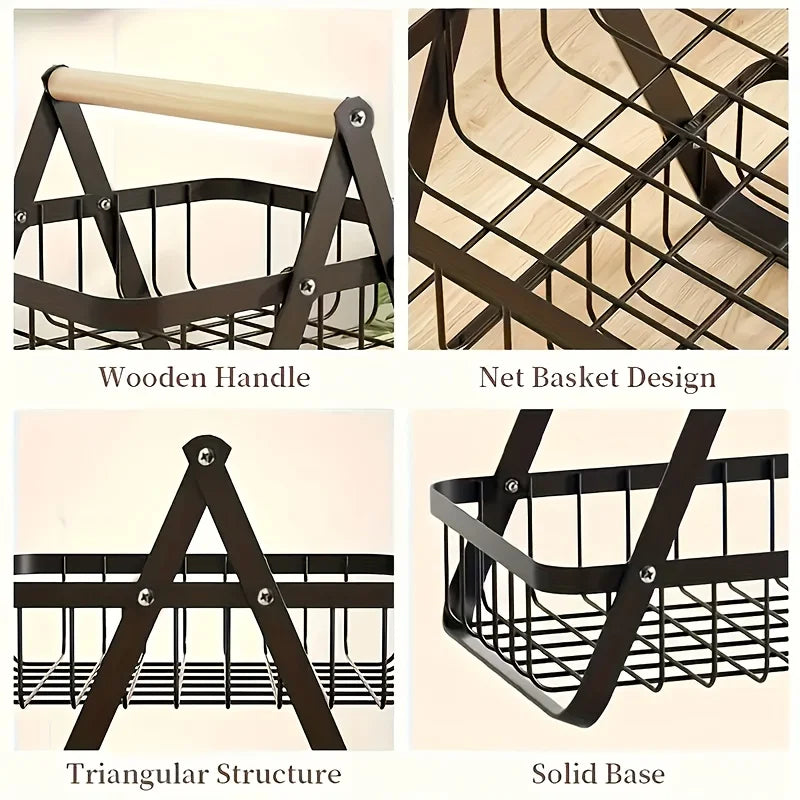 Cesta de frutas de tres niveles con caja de almacenamiento de cocina resistente, adecuada para productos frescos y uso doméstico en la cocina.