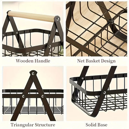 Cesta de frutas de tres niveles con caja de almacenamiento de cocina resistente, adecuada para productos frescos y uso doméstico en la cocina.