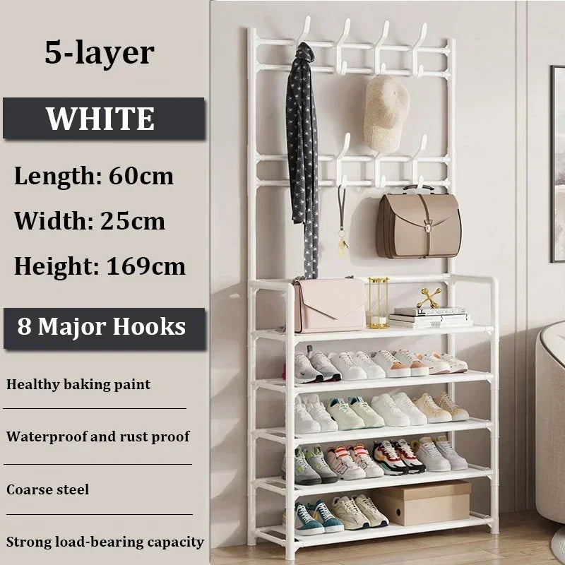 Colgador de ropa, Zapatero multicapa, puerta DIY, estante para sombreros y zapatos, organizador Simple de pie para sala de estar, estantes de almacenamiento