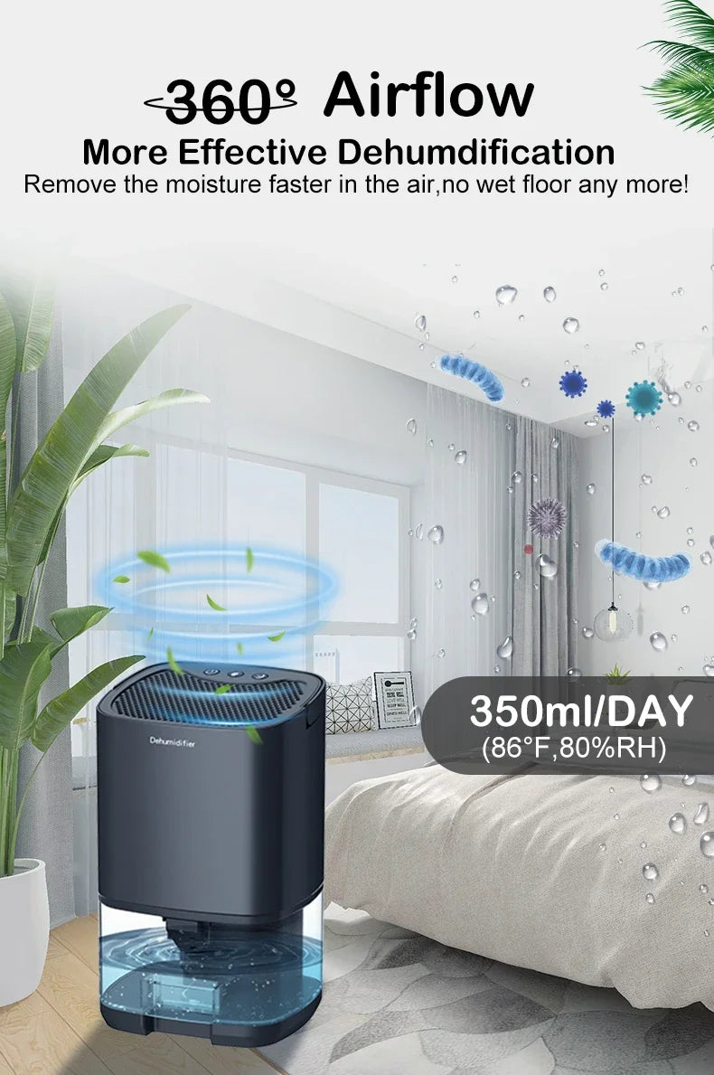TINSOL-deshumidificador de aire portátil, silencioso, secador de aire para el hogar, dormitorio, oficina, cocina, desodorante