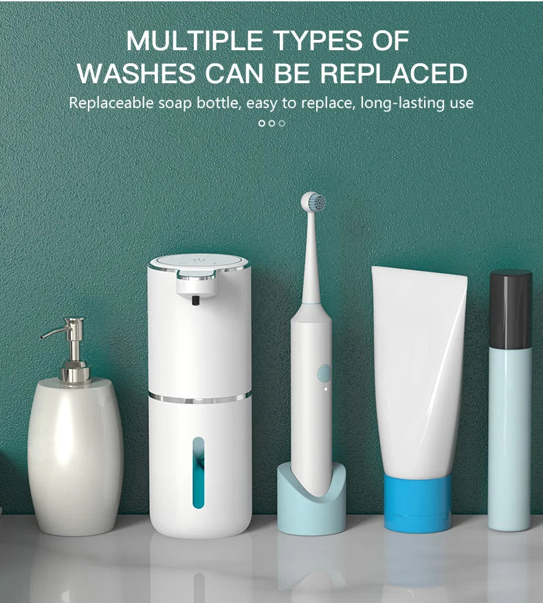 Dispensador de jabón inteligente automático recargable por USB, pantalla de luz de 380ML, sin contacto, para escritorio o montado en la pared, para cocina y baño