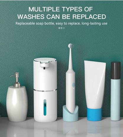 Dispensador de jabón inteligente automático recargable por USB, pantalla de luz de 380ML, sin contacto, para escritorio o montado en la pared, para cocina y baño