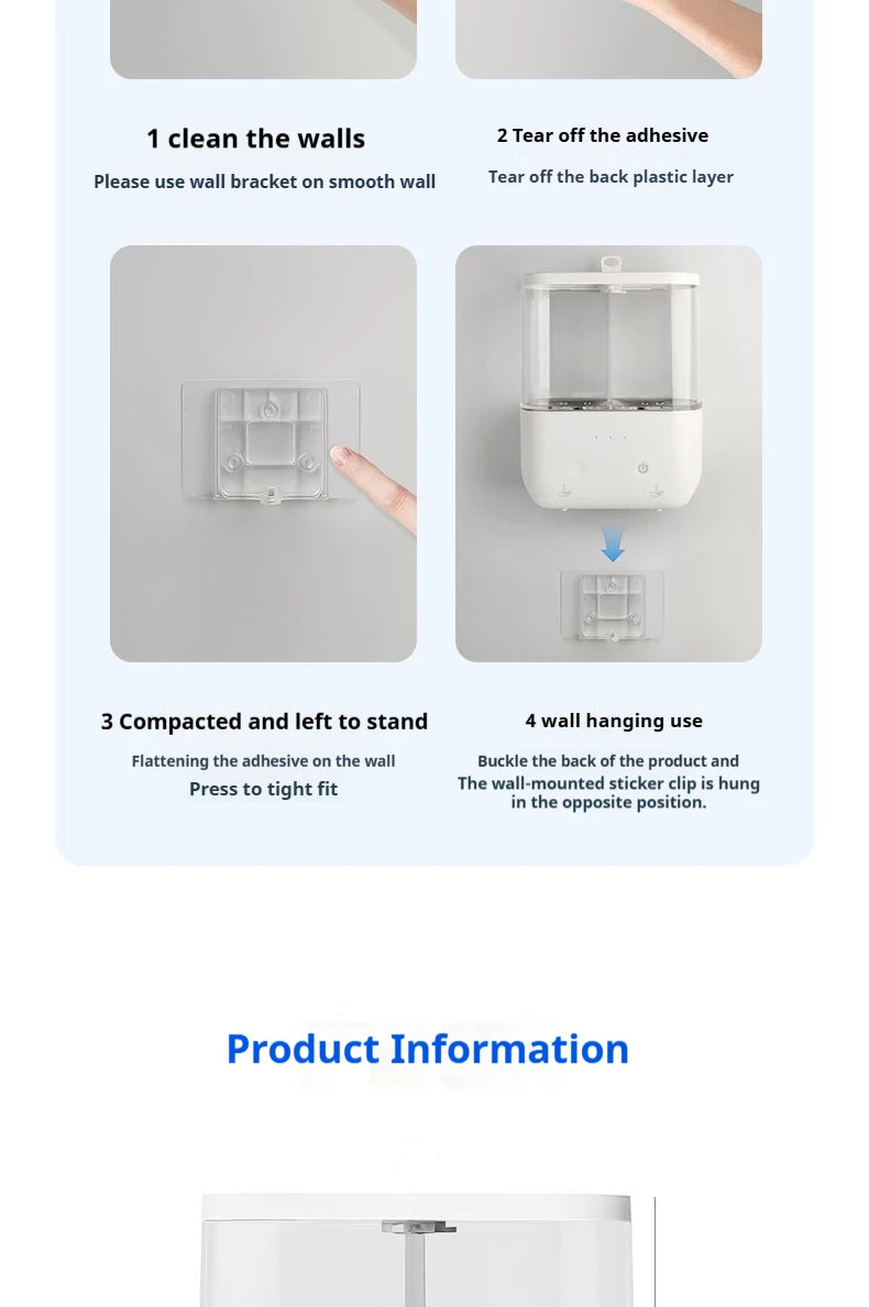 Dispensador automático de jabón de doble cabezal, dispensador de jabón líquido montado en la pared para champú/Gel de ducha/jabón para platos, baño inteligente