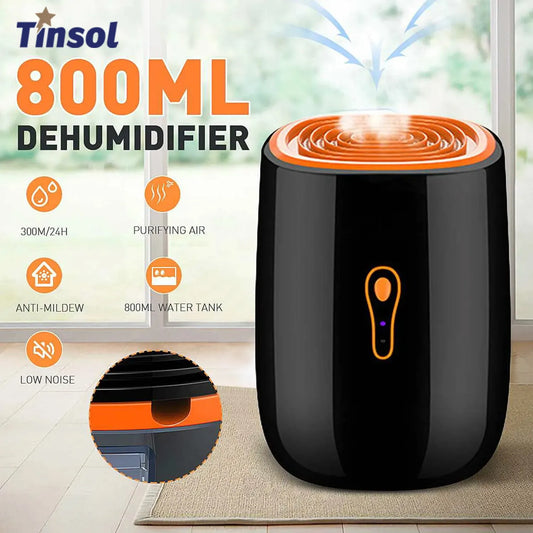 TINSOL nuevo deshumidificador de aire secador portátil de 800ml purificación de poco ruido unidad de limpieza antimol secador de aire portátil humedad