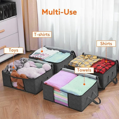 Organizadores y almacenamientos de armario, bolsa de almacenamiento de ropa, almacenamiento de manta, contenedor de almacenamiento plegable, resistente, cosido por 3 capas de telas con Re