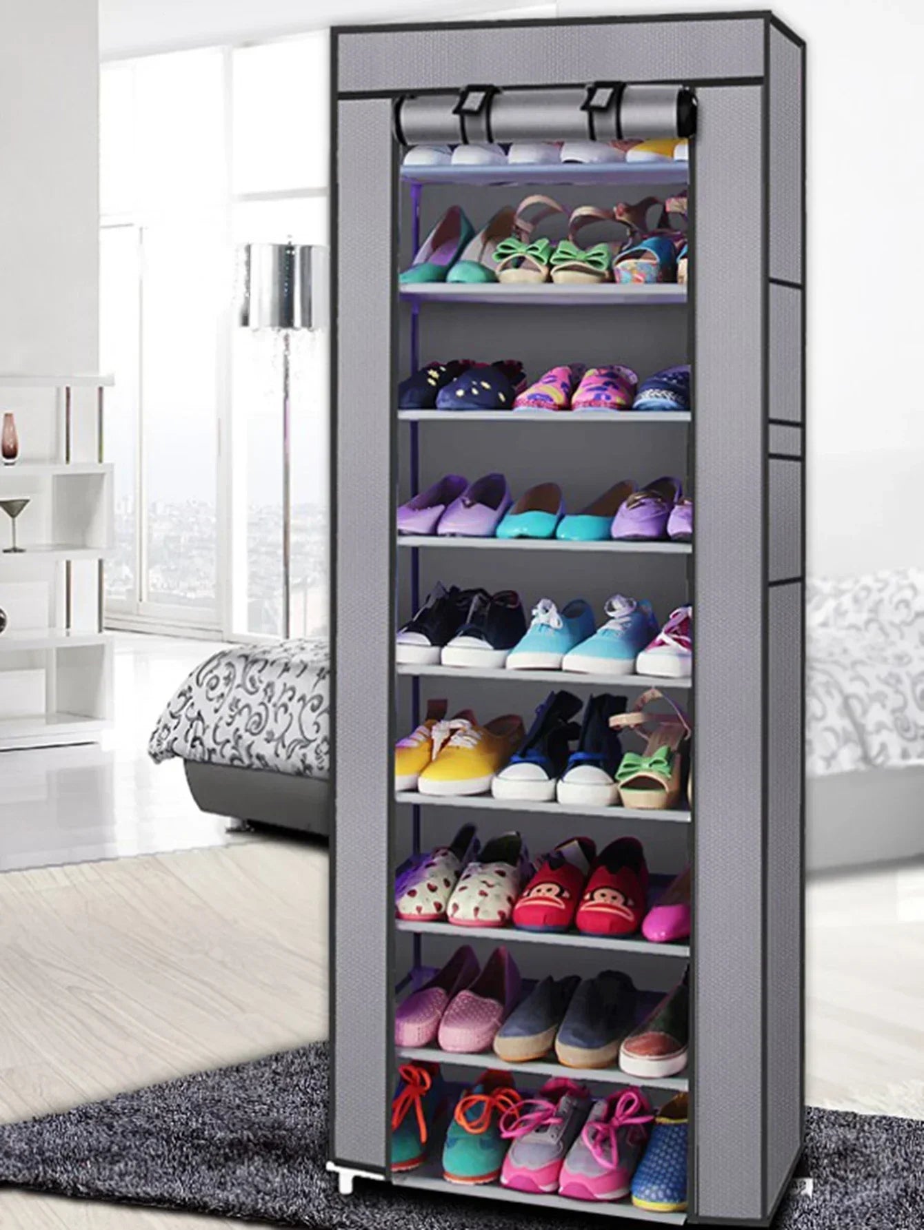Zapatero de 10/8/6 Niveles, Organizador de Tela a Prueba de Polvo, Soporte para Zapatos, Estante para Ahorrar Espacio en el Pasillo, Mueble para el Hogar, Almacenamiento de Zapatos