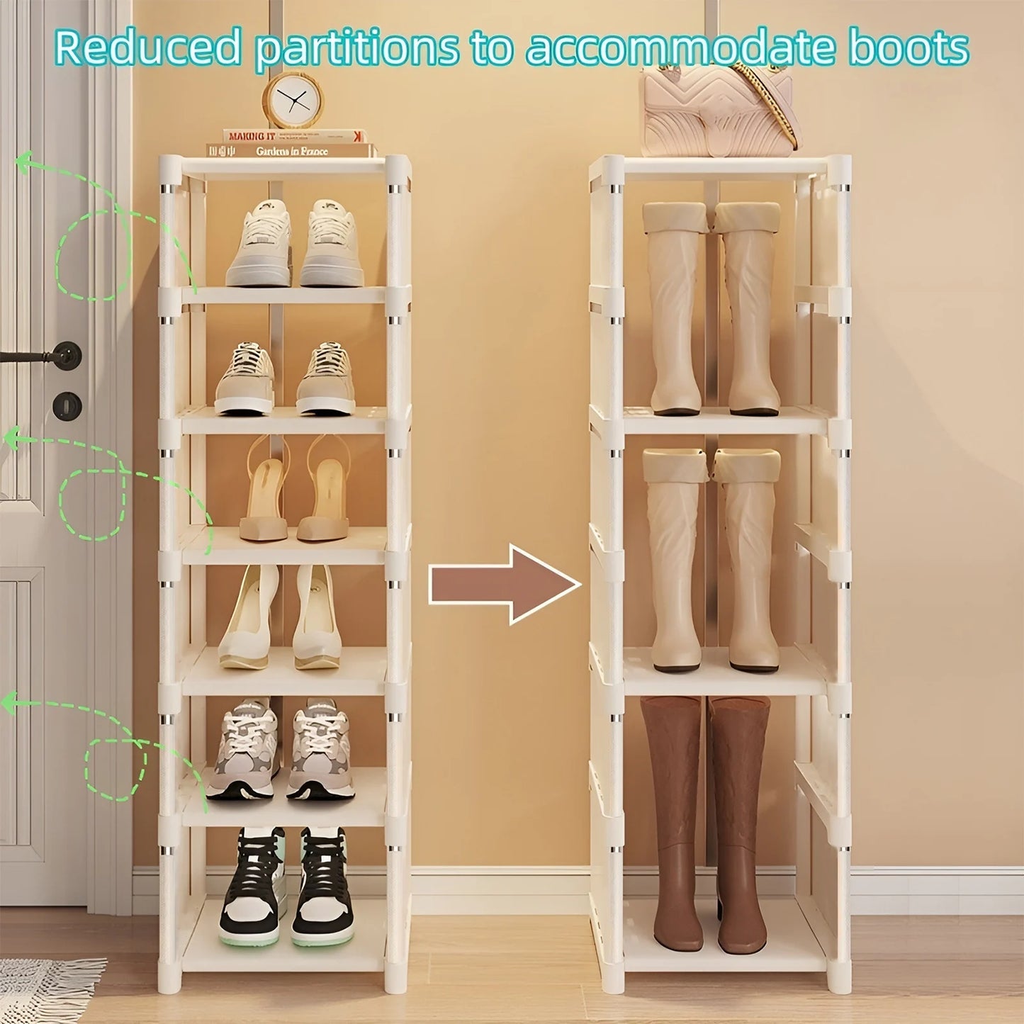 Organizador de zapatos de 6/8 capas, marco de Metal que ahorra espacio y Zapatero de tela multicapa, estante T1 para entrada, pasillo, sala de estar, 1 unidad