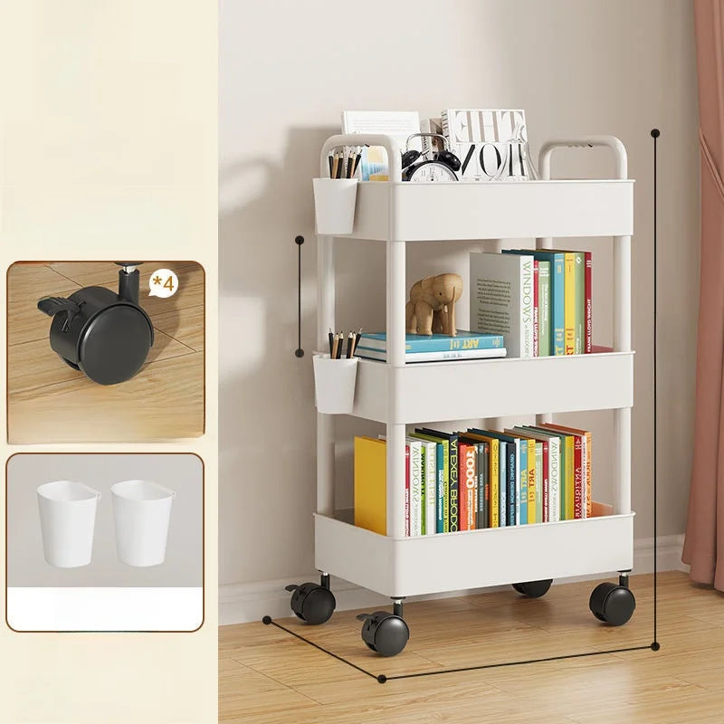 Estantería Móvil para Libros Debajo del Escritorio, Simple, para Uso Doméstico, Carrito Pequeño para Libros, Librería con Rue...