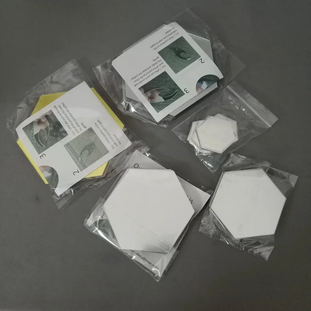 Hexágono acrílico 3D espejo pegatina de pared decoración del hogar DIY autoadhesivo espejo calcomanía decoración pegatinas arte decoración de pared grande 6/12 piezas