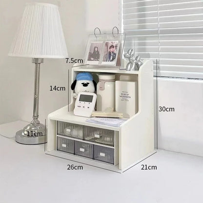 Estante de almacenamiento de escritorio de doble capa, papelería de oficina, organizador de cosméticos, estante, accesorios de decoración del hogar