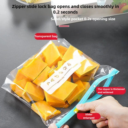 Bolsa de comida disponible en varios tamaños, bolsas Ziplock de calidad alimentaria para organización de almacenamiento de cocina, bolsa de aperitivos reutilizable de 10/15/20/45 Uds.