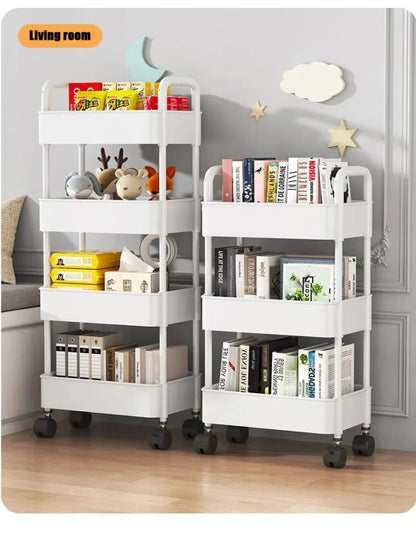 Carro de almacenamiento de estantería, carrito organizador de cocina móvil con ruedas, estantes de baño multicapa, estante de almacenamiento de aperitivos para el hogar
