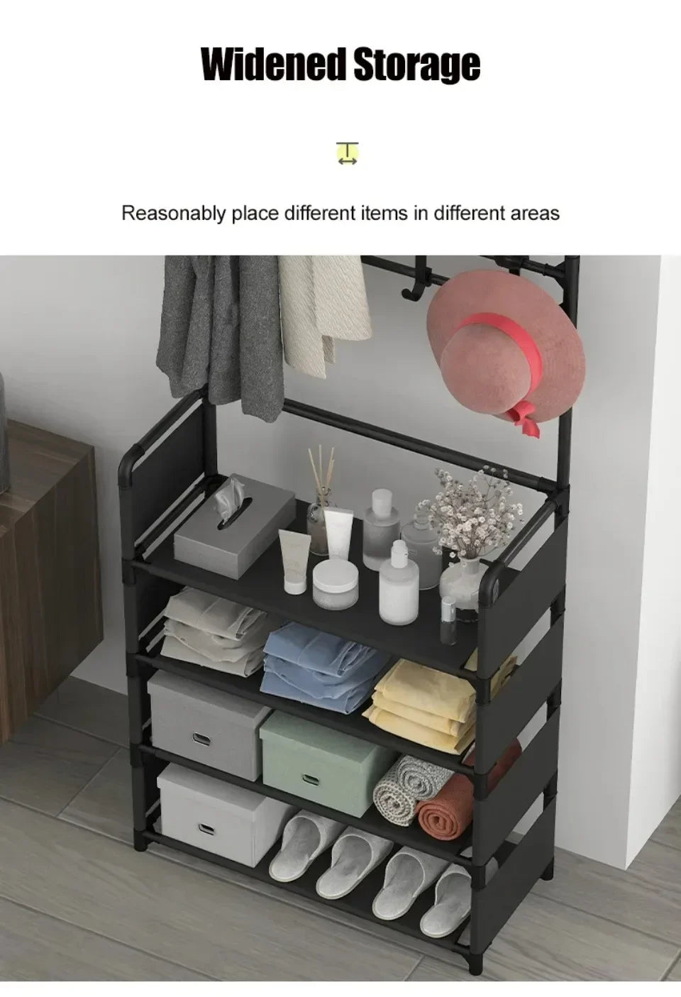 Colgador de ropa, Zapatero multicapa, puerta DIY, estante para sombreros y zapatos, organizador Simple de pie para sala de estar, estantes de almacenamiento
