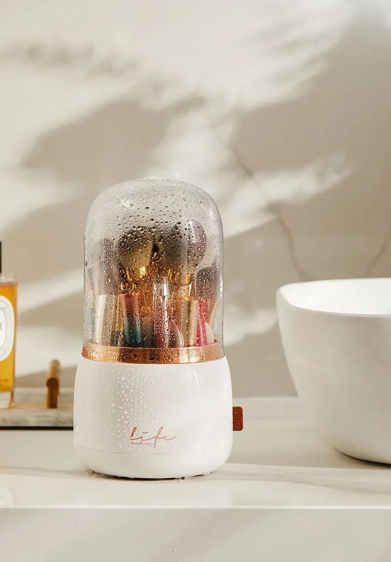 360 ° Organizador de maquillaje giratorio, soporte para brochas de maquillaje, caja de almacenamiento de cosméticos, organizador de almacenamiento de maquillaje, estuche para lápices, organizador de lápiz labial