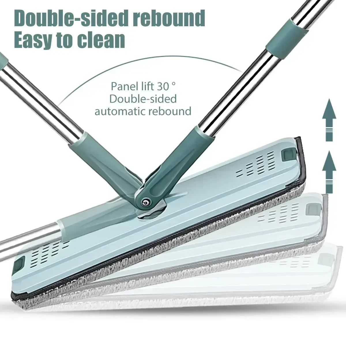 Fregona plana con cubo, almohadillas de microfibra de fácil escurrido para suelos laminados de madera dura, limpieza multiusos en seco y húmedo