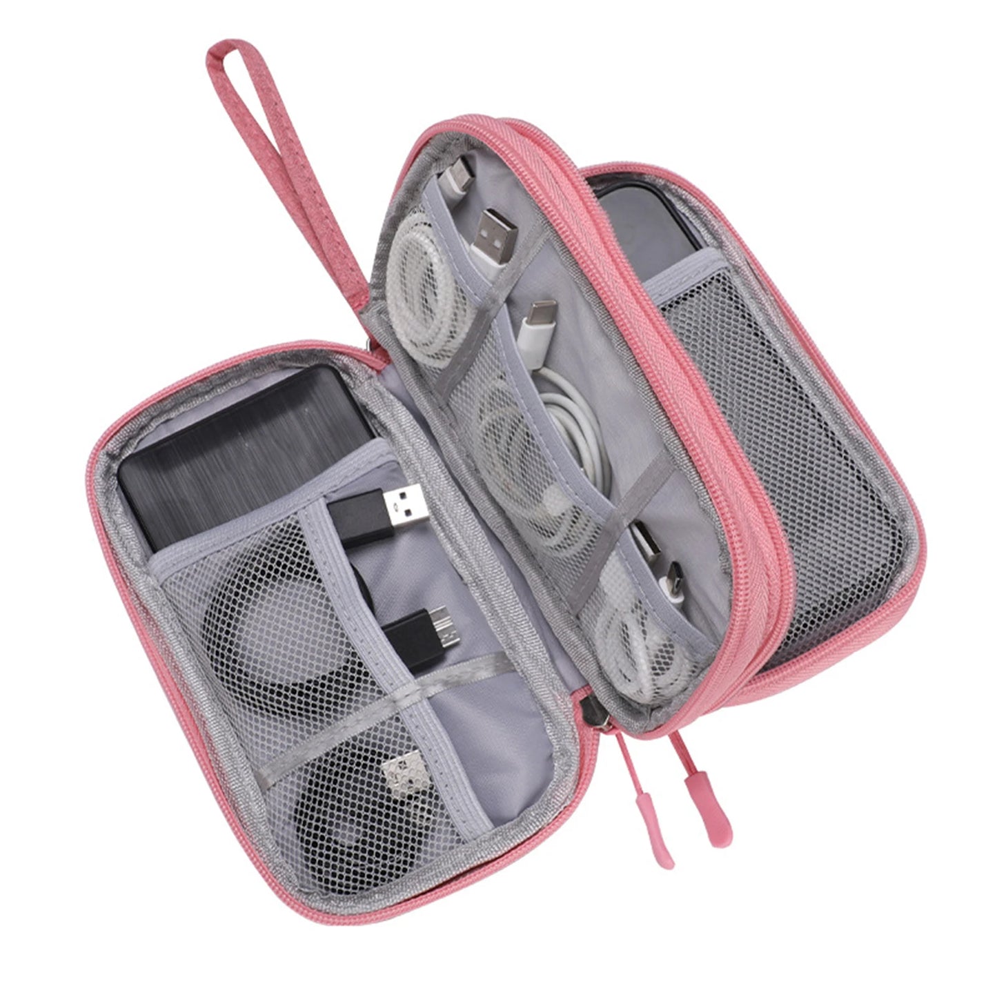 Bolsa organizadora de cables de datos, bolsa de almacenamiento de viaje, funda de accesorios electrónicos multifuncional para cargador de teléfono, Cables USB