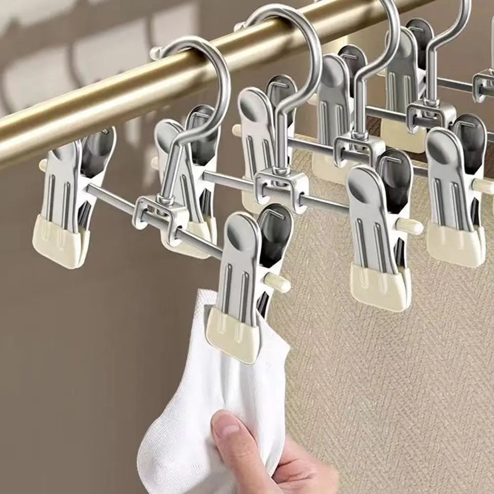 Clips antideslizantes para secado de ropa, soportes para botas 360 °   Clips giratorios para almacenamiento de sombreros, pinzas ajustables para ropa, Clip para pantalones de acero inoxidable