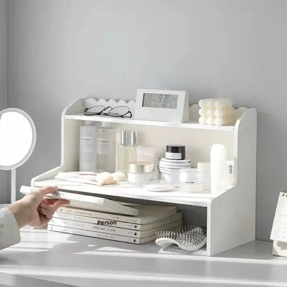 Estante de almacenamiento de escritorio de doble capa, papelería de oficina, organizador de cosméticos, estante, accesorios de decoración del hogar