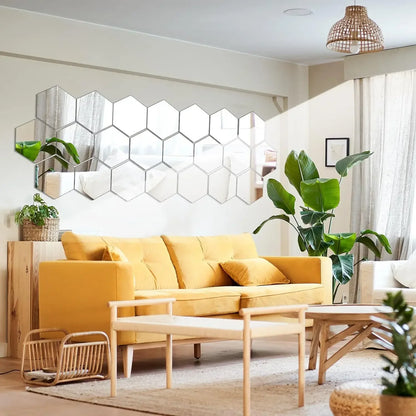 Hexágono acrílico 3D espejo pegatina de pared decoración del hogar DIY autoadhesivo espejo calcomanía decoración pegatinas arte decoración de pared grande 6/12 piezas