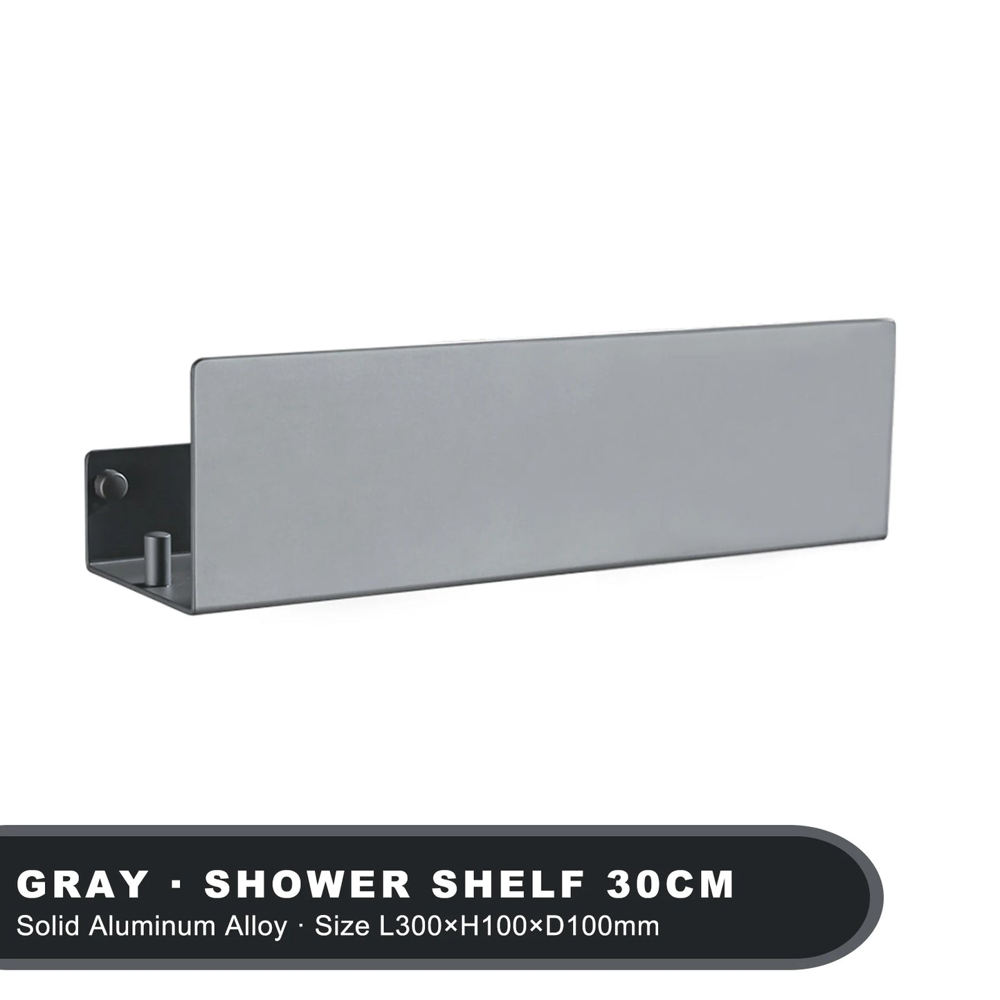 Estante organizador de baño negro con ganchos, estantes de decoración de cocina de aluminio en pared, estante de almacenamiento para ducha, montaje en pared
