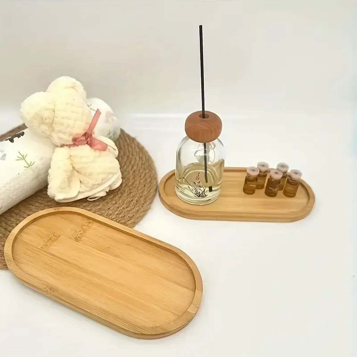 Bandeja de almacenamiento de madera multiusos para baño, taza de café, organizador de tazas de té, 1 ud./2 uds.