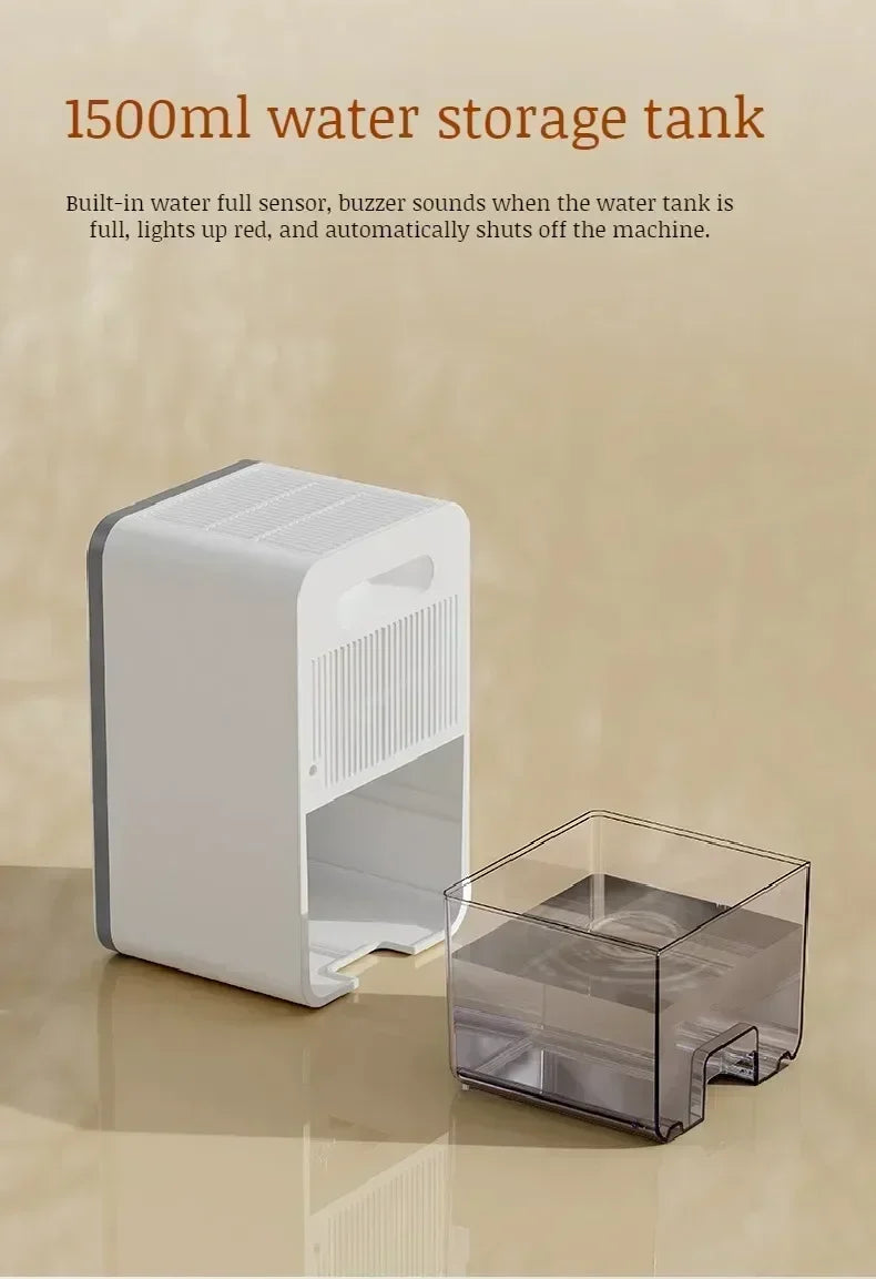 Deshumidificador de aire portátil, máquina absorbente de humedad silenciosa, secador de aire para el hogar, dormitorio, oficina, cocina, desodorante, enchufe europeo