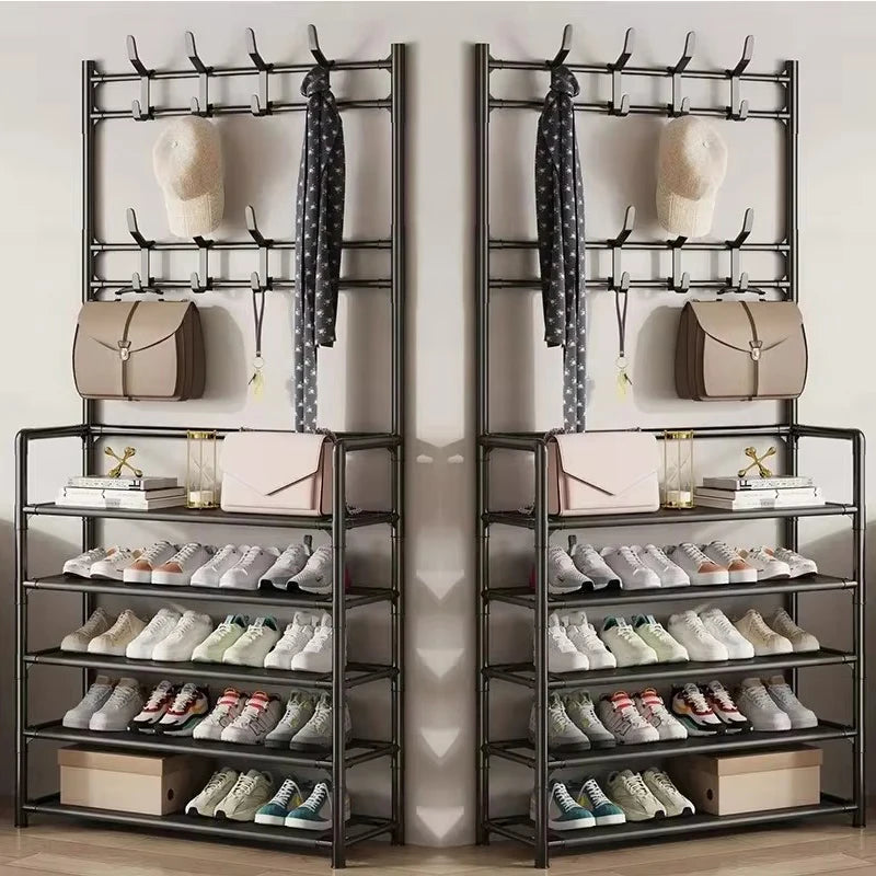 Colgador de ropa, Zapatero multicapa, puerta DIY, estante para sombreros y zapatos, organizador Simple de pie para sala de estar, estantes de almacenamiento