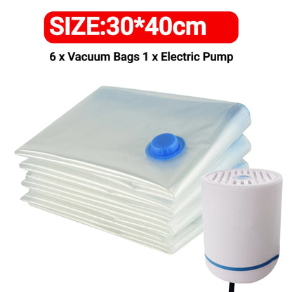 Bolsas de vacío reutilizables de 7 tamaños, bomba eléctrica o bolsa selladora de compresión al vacío, Mini máquina selladora al vacío para organizador de ropa