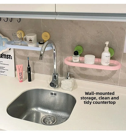 Estante de almacenamiento con ventosa de dopamina, estante de almacenamiento colgante de pared drenable sin perforaciones, organizador de artículos de tocador duradero de alta calidad para el hogar