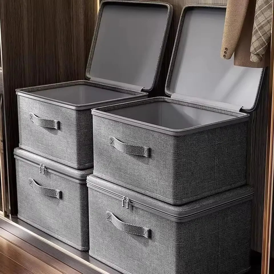 Caja de almacenamiento plegable con cubierta, caja de almacenamiento de ropa con cremallera, caja de almacenamiento de edredón de gran capacidad, armario, caja organizadora de ropa interior