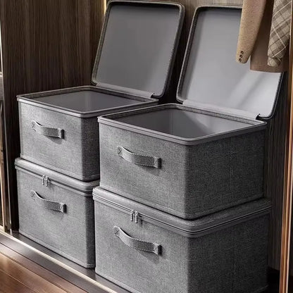 Caja de almacenamiento plegable con cubierta, caja de almacenamiento de ropa con cremallera, caja de almacenamiento de edredón de gran capacidad, armario, caja organizadora de ropa interior