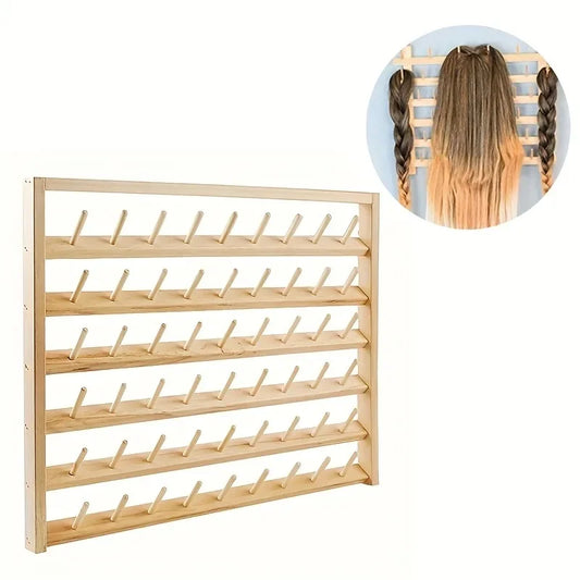 Estante de husillo para el hogar, carrete de madera para colgar en la pared, estante de hilo de coser, estante de almacenamiento, accesorios para el cabello, organizador de exhibición de peluca