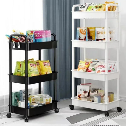 Carro de almacenamiento de estantería, carrito organizador de cocina móvil con ruedas, estantes de baño multicapa, estante de almacenamiento de aperitivos para el hogar