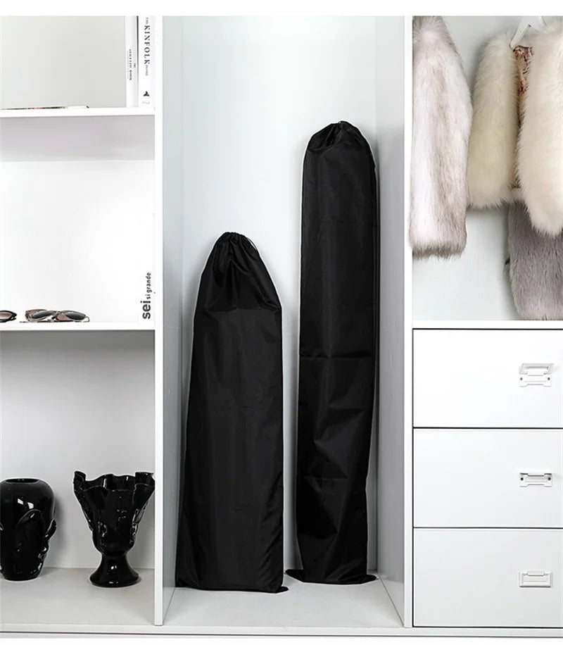 StoBag 10/5 Uds. Bolsas largas de nailon negro con cordón impermeable a prueba de polvo paraguas almacenamiento de embalaje bolsa organizadora de viaje reutilizable