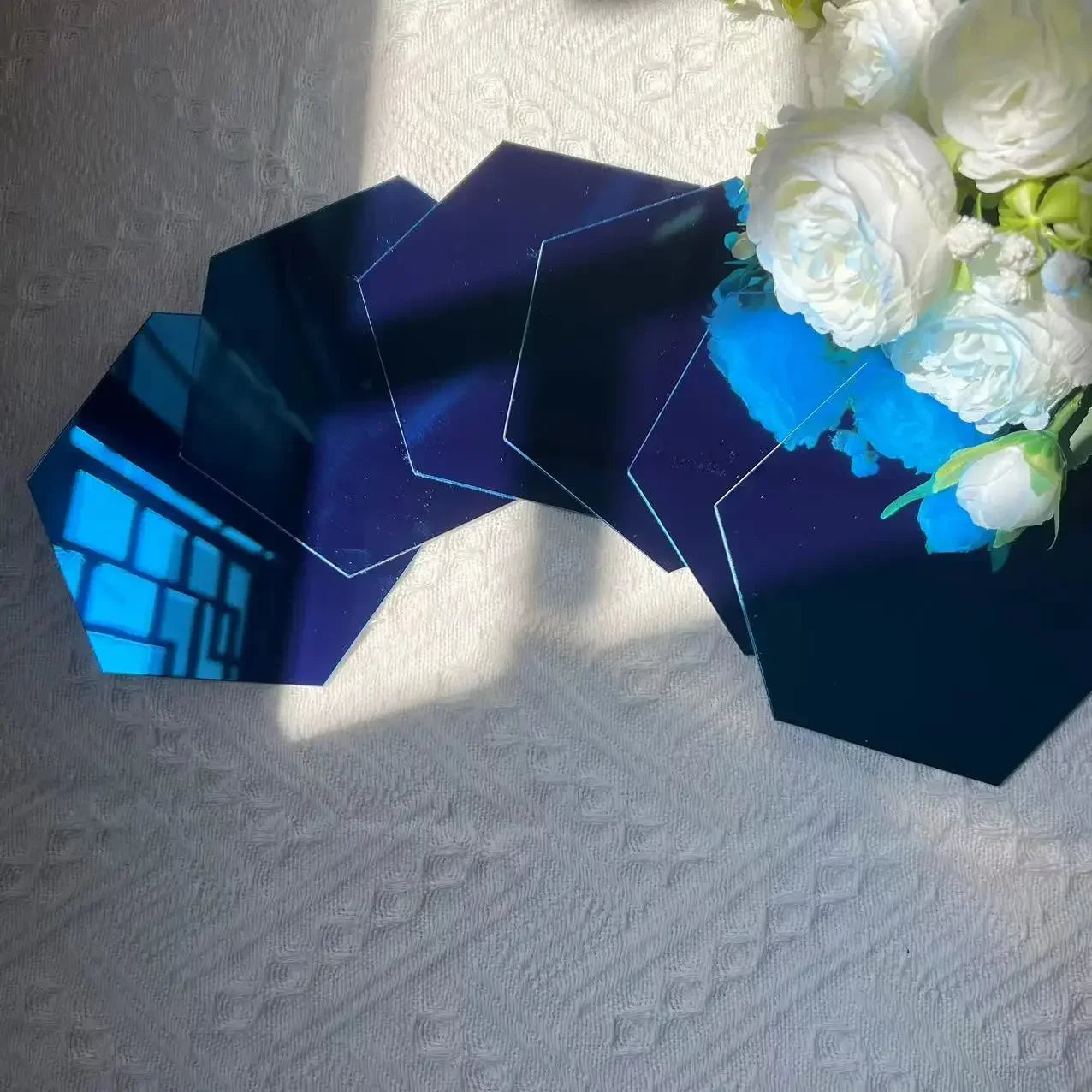 Hexágono acrílico 3D espejo pegatina de pared decoración del hogar DIY autoadhesivo espejo calcomanía decoración pegatinas arte decoración de pared grande 6/12 piezas