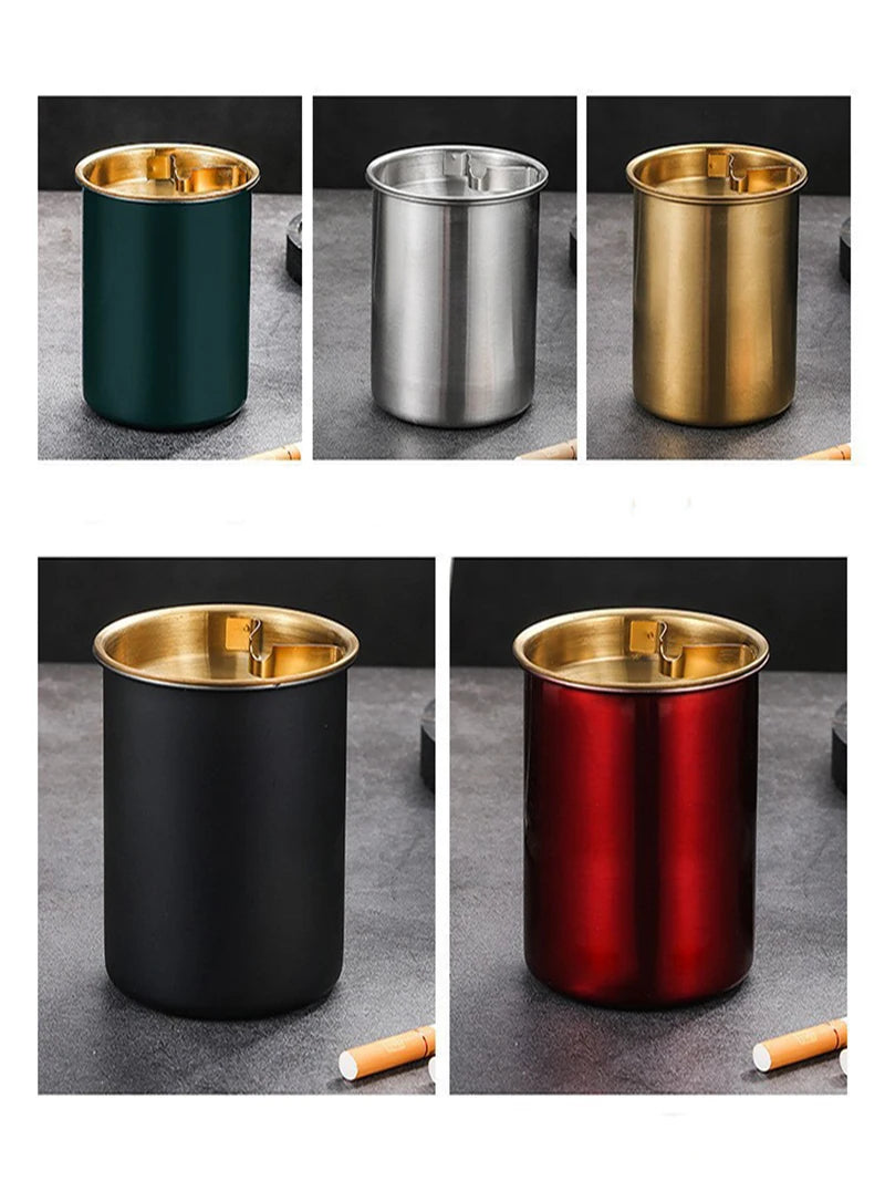 Embudo creativo de Cenicero de acero inoxidable con cubierta antimoscas y anticaída para uso doméstico y en coche