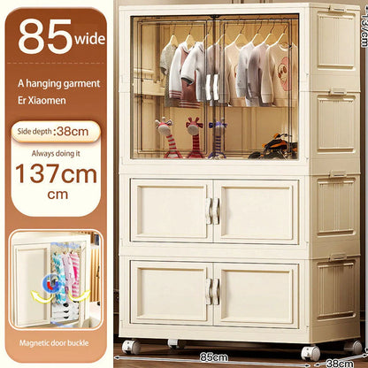 Gabinete de almacenamiento, caja de almacenamiento plegable para el hogar, sala de estar, gabinete de juguetes, estante de almacenamiento, gabinete de aperitivos, almacenamiento de cocina sin instalación