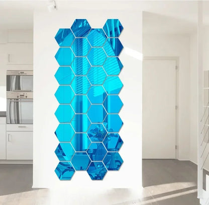 Hexágono acrílico 3D espejo pegatina de pared decoración del hogar DIY autoadhesivo espejo calcomanía decoración pegatinas arte decoración de pared grande 6/12 piezas