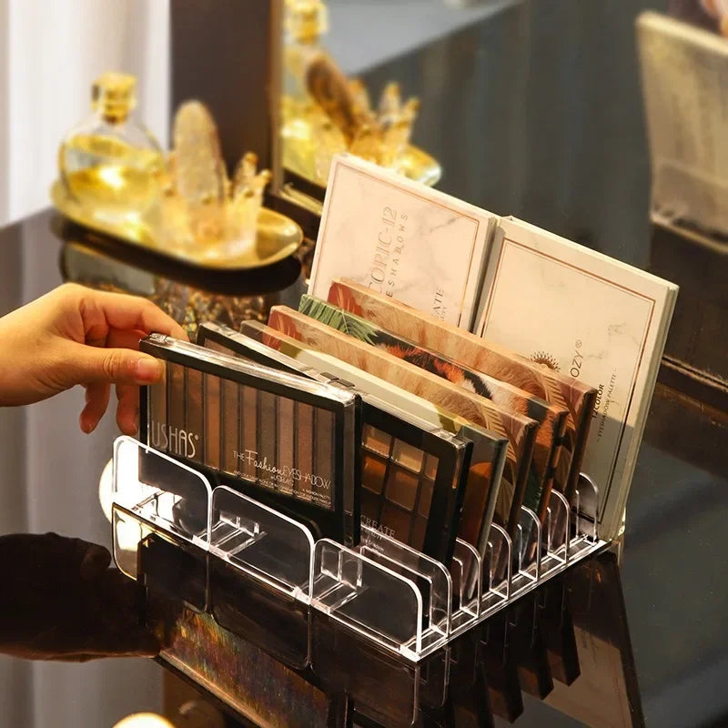 Organizador de paleta de sombra de ojos para mujer, bandeja de almacenamiento de polvo de ojos, estante de cosméticos, soporte de compartimiento de herramientas de maquillaje, organizador de maquillaje, nuevo