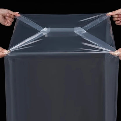 Bolsa de plástico de fondo cuadrado PE, bolsa transparente de cuatro lados, bolsa antipolvo y a prueba de humedad, paquete de plástico grande para polvo, 10 Uds.