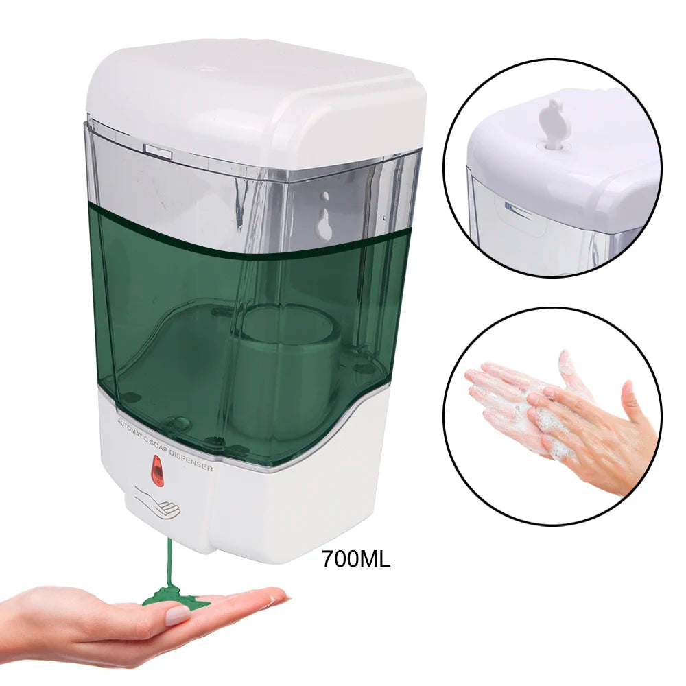 Bomba de loción sin contacto de montaje en pared, líquido sin contacto para cocina, baño, dispensador automático de jabón con Sensor IR, 700ml