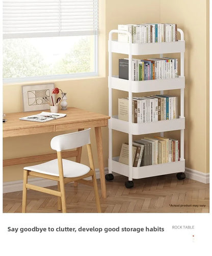 Estantería Móvil para Libros Debajo del Escritorio, Simple, para Uso Doméstico, Carrito Pequeño para Libros, Librería con Rue...