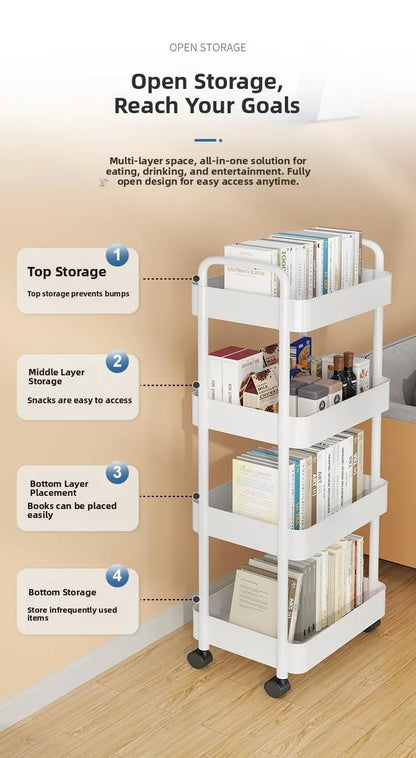 Estantería Móvil para Libros Debajo del Escritorio, Simple, para Uso Doméstico, Carrito Pequeño para Libros, Librería con Rue...