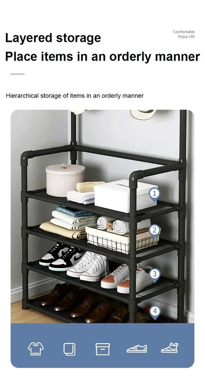 Colgador de ropa, Zapatero multicapa, puerta DIY, estante para sombreros y zapatos, organizador Simple de pie para sala de estar, estantes de almacenamiento