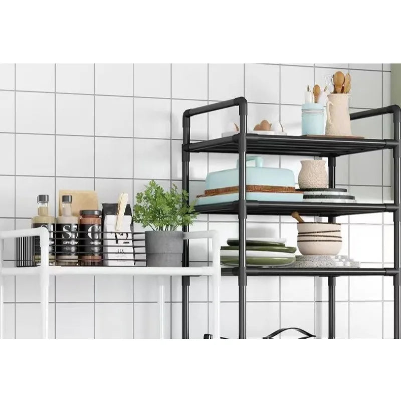 Estante de almacenamiento de cocina, estante de almacenamiento doméstico multicapa de pie, balcón móvil, estante simple multifuncional para dormitorio