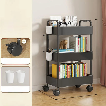 Estantería Móvil para Libros Debajo del Escritorio, Simple, para Uso Doméstico, Carrito Pequeño para Libros, Librería con Rue...